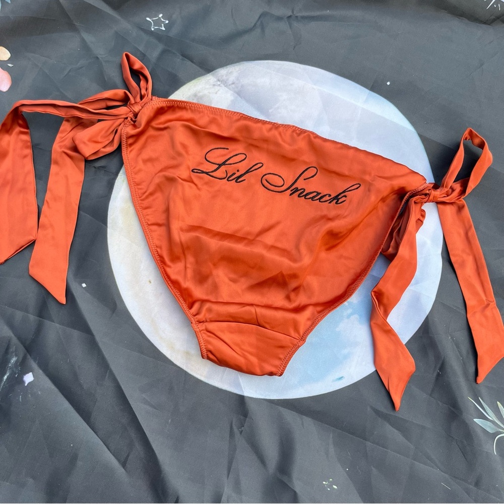 VS Very Sexy "Lil Snack" Flirty Embroidery Side Tie Cheeky Panty in Gingerbread